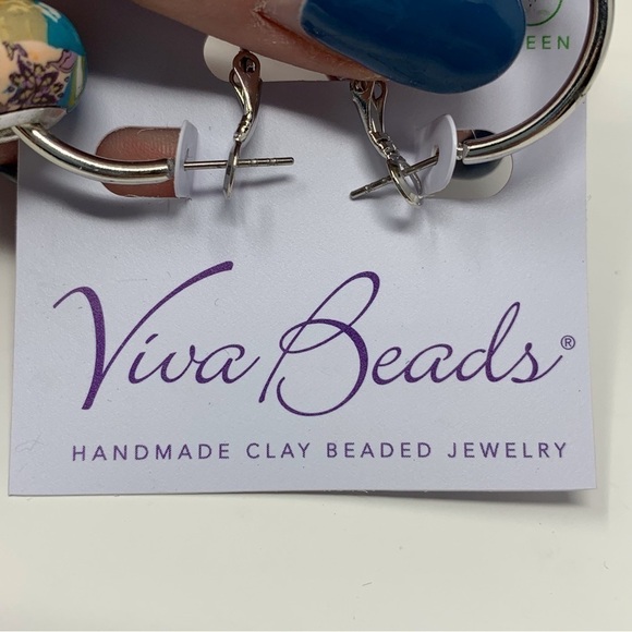 Viva Beads Clay Beaded Earth Design Hoops - Picture 6 of 8